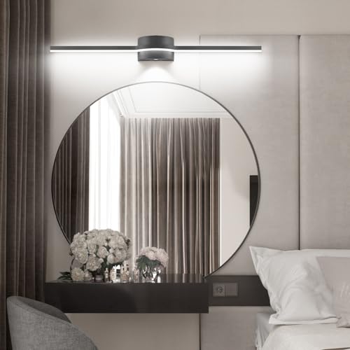 Bathroom Vanity Light Over Mirror– 40 Inch Black Vanity Lighting Fixtures LED Dimmable 6000K Bright White with Extra Downlight 22W 1760lm Matte Black - size: 40 Inch