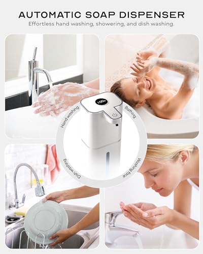 Automatic Foaming Soap Dispenser Touchless, 6-Level Adjustable,13.5oz/400ml Rechargeabled Wall Mounted Smart for Bathroom and Kitchen Dish Soap,White - size: Foam