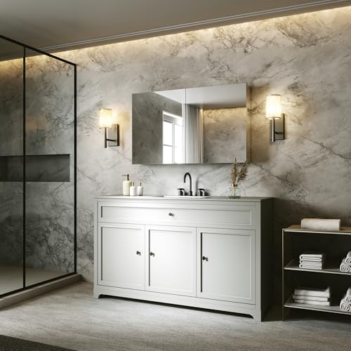 40 x 24 in Medicine Cabinet with Mirror and Side Panels, Silver | Surface or Recessed Medicine Cabinet Mirror with Storage, Adjustable Shelves, Aluminum Alloy Frame, Assembly Required - size: 40''x24''