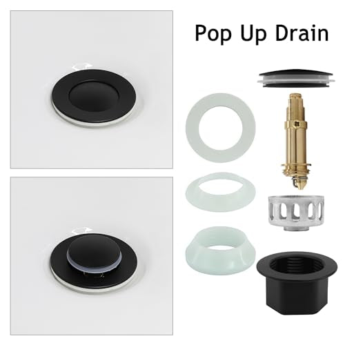 Bathroom Sink Drain,Drain Stopper Bathroom Sink Without Overflow,Small Cap Pop Up Drain Assembly with Detachable Strainer Basket,Built-in Anti-Clogging, Stainless Steel Nut Matte Black - color: Matte Black-small Cap, style: Without Overflow