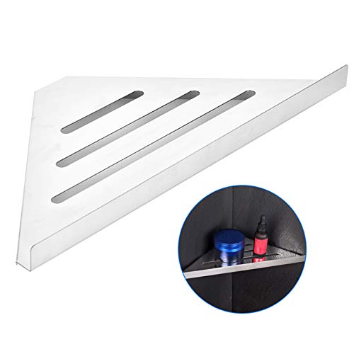 GOTOTOP Shower Corner Shelf, Stainless Steel Bathroom Corner Shelf Rack, Polished Hollow Wall Mounted 1 Tier Storage, 10kg Capacity for Home Bathroom Shower (Drilling) - size: Drilling
