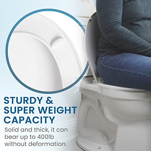 GenieBidet Elongated Soft Close Toilet Seat, Noiseless Toilet Cover Seat & Toilet Lids, Toilet Seat Elongated Mounting Tools & Attachments Included, White - style: ELONGATED TOILET SEAT