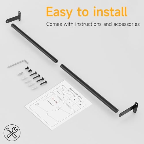 MKO Towel Bar for Bathroom Wall, 30" Longer Single Towel Rod Rack, Black | Heavy Duty Stainless Steel, Towel Racks for Bathroom, Wall Mounted, Hand Towel Holder Easy to Install - size: 30 Inch