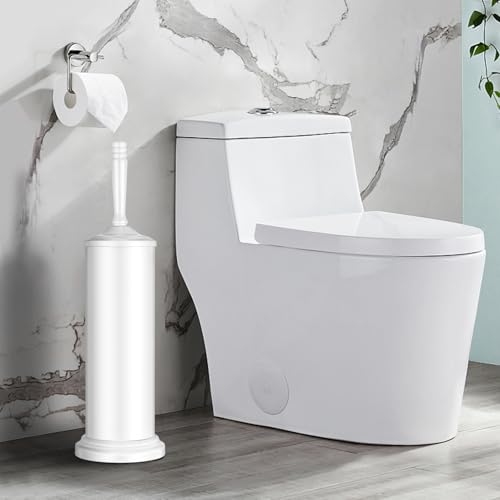 White Toilet Brush and Holder Set,Toilet Bowl Brush and Holder | Heavy Duty Toilet Brush for Bathroom, Stainless Steel Toilet Cleaner Brush,Deep Cleaning,Space Saving,Covered Brush - color: White