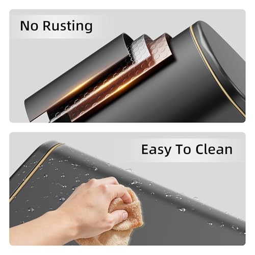 KSSKSS 2.6 Gallon/10L Slim Stainless Steel Bathroom Trash Can with Soft Close Lid, for Narrow Spaces,Bathroom, Bedroom (Black) - color: Black