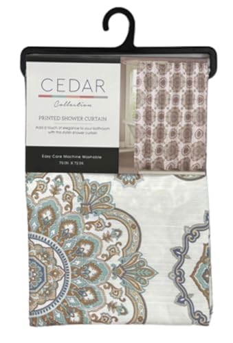 Hotel Quality Fabric Bathroom Shower Curtain: Floral Damask - Blue, Green, Brown, Taupe and Creme (72 x 70 inches) - color: Kaleidoscope