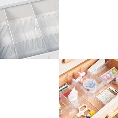 Onerbuy 8pcs Adjustable Grid Drawer Dividers DIY Plastic Closet Separator Tidy Organizer Container 32.5 * 7cm/ 12.8 * 2.8inch for Underwear Socks Belt Office Supplies(Transparent White) - color: Transparent White