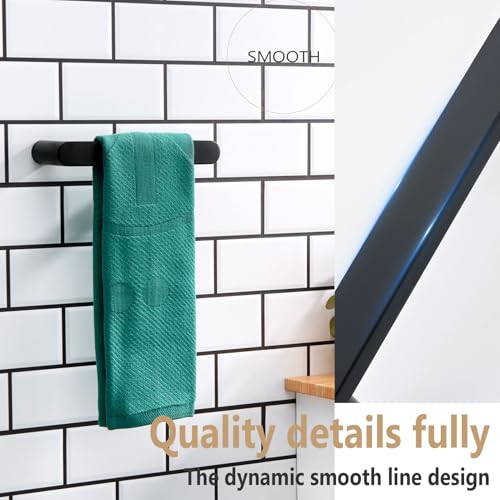 KOKOSIRI Towel Ring Holder Matte Black Hand Towel Bar for Bathroom Wall Mounted 9-Inch Towel Rack Stainless Steel Bathroom Hardware, B4010BK-L9 - color: Matte Black