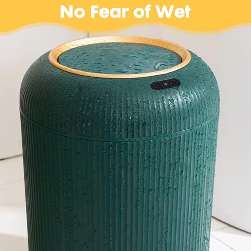 Bathroom Trash Can Automatic Touchless,Gold Green Small Garbage Can | 3 Gallon Smart Sensor Trash Bin,Plastic Waste basket with Lid and Legs Touchless Trash Bin for Kitchen,Bedroom,Toilet,Office - color: Green