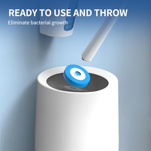 CQT Disposable Toilet Bowl Brush with Toilet Wand 10 Refill Heads, Toilet Bowl Cleaner Wands,Toilet Cleaning System Starter Kit(Wand+10 Refills)