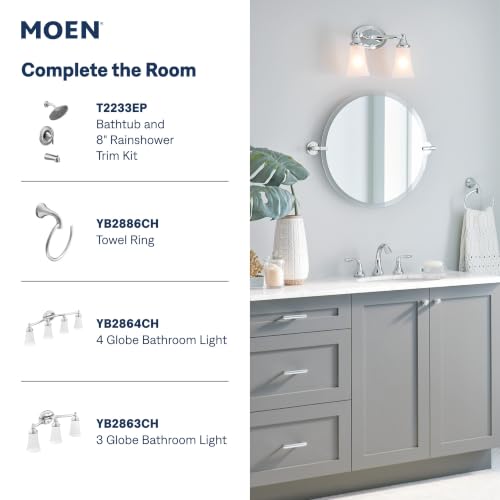 Moen Eva Chrome Two-Handle Centerset Bathroom Sink Faucet with Drain Assembly for 3-hole Installation Setups, 6410 - color: Chrome