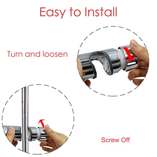 Universal Adjustable Shower Head Holder Slide Bar Bracket Replacement for Slide Bar (18-25MM O.D. , Bathroom Slider Clamp ,360 Degree Rotation ,Sprayer Holder )