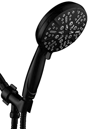 Matt Black Shower Head with Handheld Spray High Pressure-Multifunction Strong Flow Rain Massage Showerhead with Extra long Hose and Adjustable Overhead Holder – La Mejor Regaderas Modernas Para Ducha - color: Matte Black, style: 5 Modes