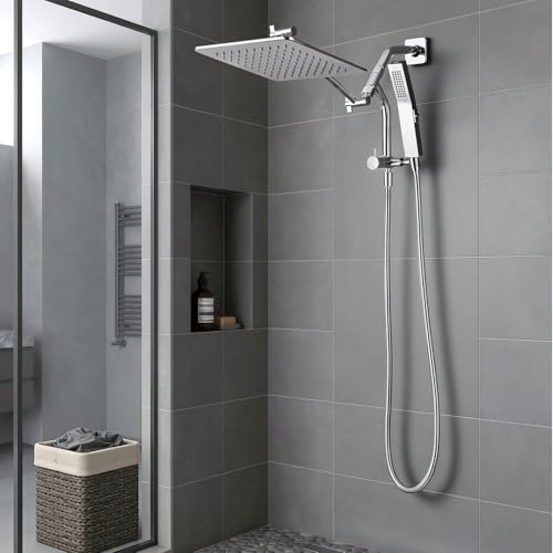 G-Promise All Metal Shower Diverter with Low Handheld Holder (Chrome) | 6 Inch Downward-Extend Bracket for All Heights, 4 Spray Modes with Pause Mode, Anti-Leak, Easy Install, Universal Replacement - color: Chrome, size: Lower 6 Inch