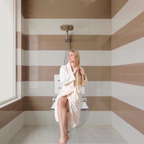 Folding Shower Seat - Wall Mount Bench for Inside Shower / Bathroom Safety Assist / 304 Stainless Steel / Phenolic Resin / Brushed Finish / 18" x 16" - color: Brushed Stainless Steel, size: 18 x 16
