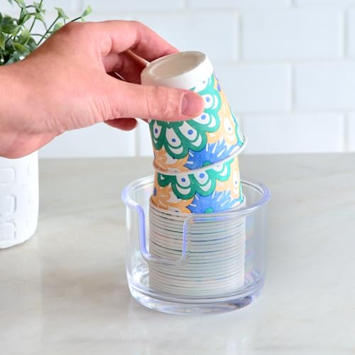 Youngever 2 Pack Plastic Disposable Paper Cup Dispenser, Small Plastic Dispenser Cup Holder (Clear)
