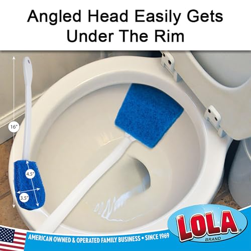 LOLA Bath & Toilet Bowl Scrubber Brush w/Comfort Handle, 6 Pack, w/Hang Hole. Non-Scratch, Removes Rings w/Scrubbing Pad - size: 6 Pack, style: Bath & Toilet Scrubber Brush
