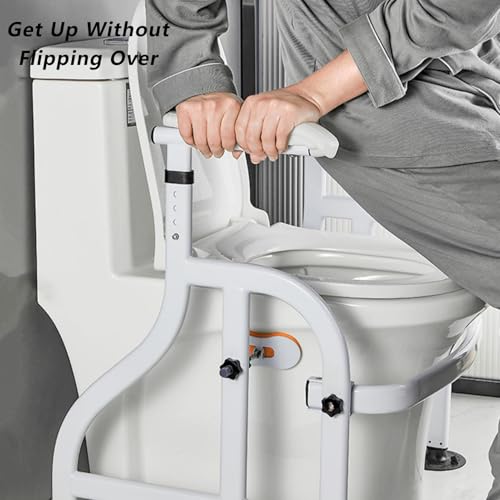 Toilet Safety Rails,Free Standing Adjustable Height Width Toilet Safety Frame,330 IBS Weight Capacity Commode Stability Handrails