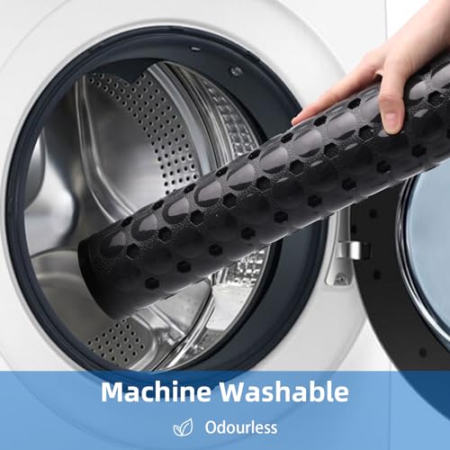 MOONFLY Shower and Bathtub Mat,40x16 Inches,Extra Long Non Slip Mats with Suction Cups and Drain Holes, Machine Washable and Anti Slip Bathmats, Bathroom Mats for Tub Nonslip (Black) - color: Black