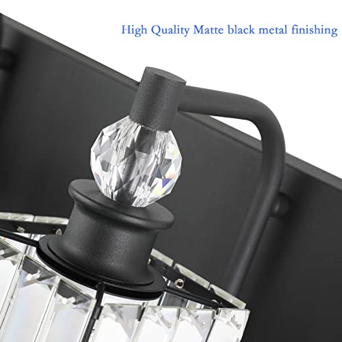 Ralbay Black Crystal Vanity Light 4 Light 31.5''Modern Matte Black Bathroom Wall Light Fixtures Over Mirror Bathroom Vanity Lights - color: Square-Black, size: 32 inch