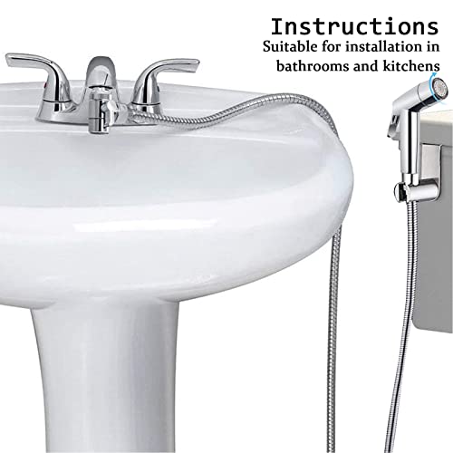 Handheld Bidet Sprayer Toilet Bathroom Douche Cloth Washing Diaper Cleaning Shower Head with 59in Hose and G1/2, 55/64", 15/16" Faucet Adapters, Hair Washing, Dog Shower and More