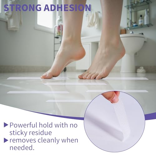 24 PCS Non Slip Bathtub Stickers with Strong Adhesive, Anti Slip Shower Stickers Safety for Bath Tub, Shower Floor, Stairs, Ladders, Rectangle