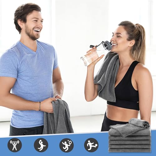 48 Pack Gym Towels Set - Highly Absorbent and Quick Drying Microfiber Salon Towels, Premium Hand Cloths for Bathroom, Gym, Shower, Hotel, and Spa - 16x27 inch (Grey) | Highly Absorbent and Quick Drying Premium Hand Cloths for Bathroom, Gym, Shower, Hotel,