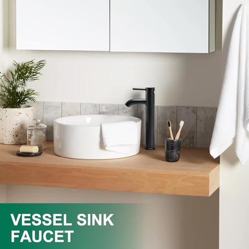 VOTON Vessel Sink Faucet Chrome Modern Tall Bathroom Faucets Single Handle One Hole Rv Vanity Lavatory Bathroom Sink Faucet - color: T-Black, size: Tall