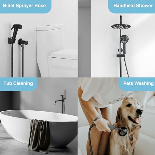 OFFO Shower Hose, 80 in Bidet Hose High Pressure Explosion Proof for Bidet Sprayer Stainless Steel Electroplating with Woven Inner Tube, Matte Black - color: Matte Black, size: 80 in