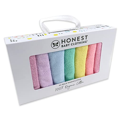 HonestBaby 10-Pack Terry Wash Cloths in Gift Box for Infant Baby Boys, Girls, 10-Pack Rainbow Pinks, One Size - color: 10-pack Rainbow Pinks, size: One Size