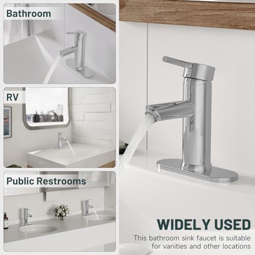 2 Pack Bathroom Faucet for 1 or 3 Holes, Chrome, Brass | Single Handle Bathroom Sink Faucets, Modern Commercial Lavatory Vanity Faucet,with Deck Plate and Supply Line, Pop Up Drain - color: Chrome X 2