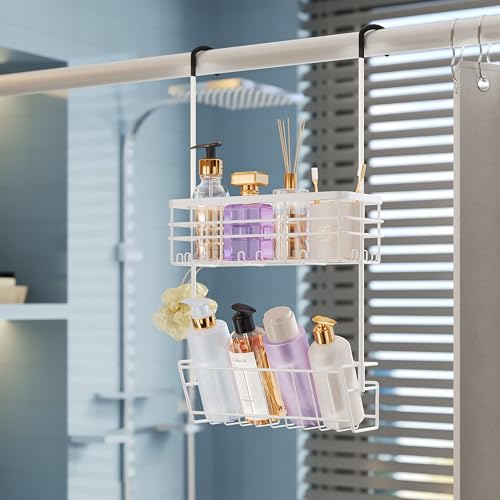 HapiRm Hanging Shower Caddy Organizer - No Drilling Shower Organizer with Inclined Shelf, Rustproof & Waterproof 304 Stainless Steel Bathroom Caddy - White - color: White-Inclined Shelf