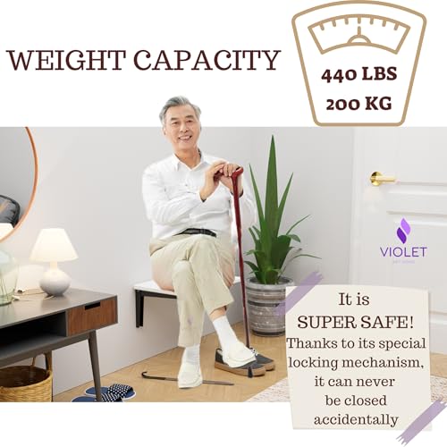 Real Turkish Bath Natural Marble Wall Mounted Folding Shower Seat, Handmade Foldable Waterproof Sturdy Chair, Premium Quality Space Saving Bathroom Stool, Inside Bath Fold Down Bench