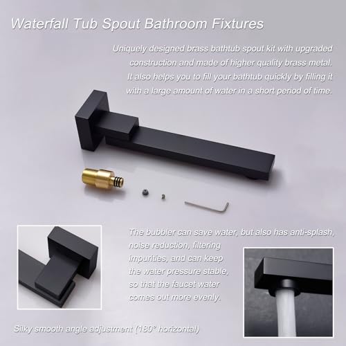 Black Tub Shower Faucet Set 4 Functions Thermostatic Shower System | with Tub Spout, Ceiling Mounted 12 inch Shower Head, 6 Body Jet, Handheld Spray - color: Black, size: 12" Ceiling Shower