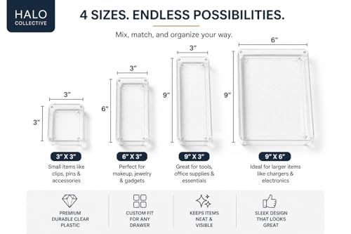 Clear Drawer Organizer Set (10 PCS) – Acrylic Storage Bins for Kitchen, Bathroom & Office – Stackable, Non-Slip, Multiple Sizes