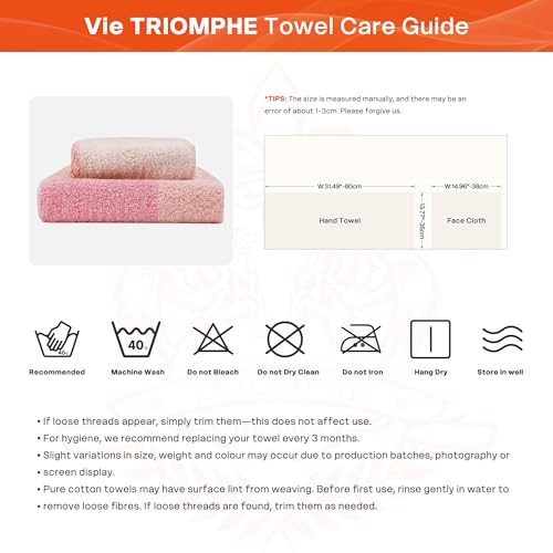 Vie Triomphe Zero Twist Towel Set 2 Pack - Pink Checkered Face Towel 14x15 & Hand Towel 14x31 - Non Twist Cotton Ultra Soft Fluffy Absorbent Bathroom Gym Travel Spa Hotel Grid Pattern 2 Piece Gift - style: 2 Pack of Zero-Twist Towels Sets: Hand Towel +Was