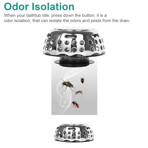 Bathtub Drain Stopper 2 Pack, Pop Up Tub Plug with Hair Catcher Strainer | 1.5"-1.75" Bathtub Drain Hole, Removable Strainer, Bathroom Tub Plug Replacement, Hair Catcher