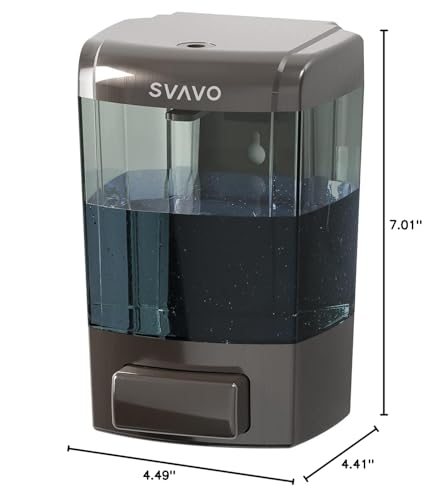 SVAVO Wall Mounted Soap Dispenser Kitchen Bathroom Manual Soap Dispenser Refillable Hand soap Dispenser for Liquid Contianers Shampoo Gel Chamber for Household Commerical 23.7oz (700ml) ABS - color: Dark Gun
