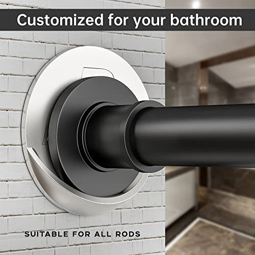 Shower Curtain Rod Holder 3M Adhesive | Heat Resistant | Waterproof | Max Load 60 lbs Shower Rod Retainer for Wall, 2 Pack, Nickel (Rod Not Included) - color: Nickel