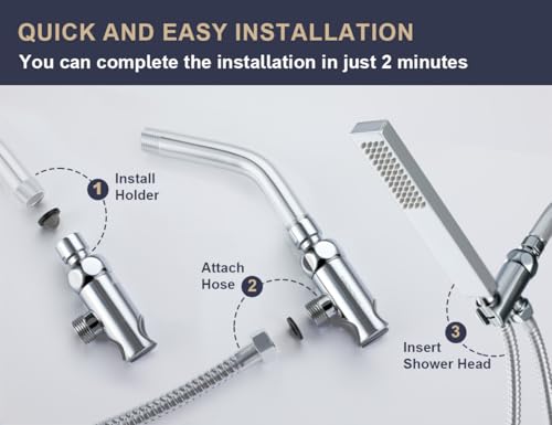 Adjustable Brass Handheld Shower Head Holder, Chrome | 360° Anti-Sag Wall Mount Bracket with Reinforced Locking Nuts, Tool-Free Install, Fits Moen/Waterpik, Rustproof Filter