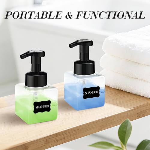 8.5 oz Foaming Soap Dispenser Plastic Foaming Pump Bottle, Refillable Dispenser with Plastic Pump, Empty Hand Bottles for Liquid Soap, Shampoo, Bathroom,Hotel,Restaurant (60, Transparent) - color: Transparent, size: 60