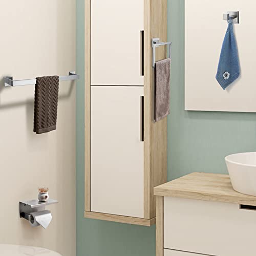 Brushed 4-Piece Bathroom Hardware Set Premium Stainless Steel Bath Towel Bar Sets Wall Mounted Bathroom Toilet Paper Holder with Shelf Set, 23.6 Inch - color: Brushed Nickel, size: 4-Pieces Set-B