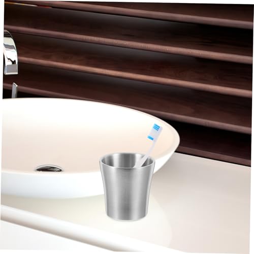 SOLUSTRE 1pc Metal Drinking Cup Steel Water Cup for Drinking Mouth Rinse Cooking Utensil Holder Toothbrush Container