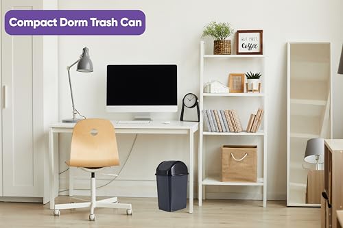 Superio Medium Trash Can with Lid 4.5 Gallon Plastic Swing Top Garbage Can Slim Waste Bin for Under Sink/Cabinet, Laundry Room, Kitchen, Office, Bedroom, Bathroom, College Dorm, 18 Qt, Grey - size: 4.5 Gallon, style: 1 Pack