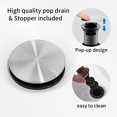 2 Handle Brushed Nickel Bathroom Sink Faucet - 4 Inch Centerset Faucet Bathroom 2 or 3 Hole Lavatory Faucet Bathroom Vanity Sink Faucets with Pop-up Drain and Supply Lines - color: Brushed Nickel