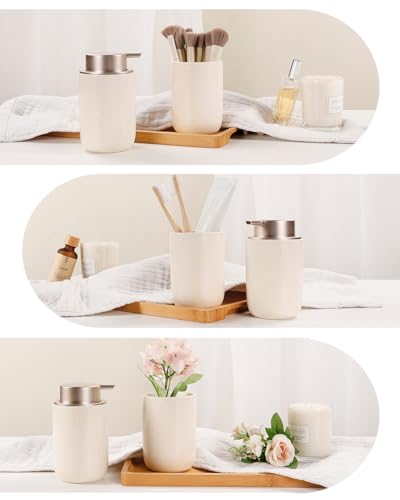 BosilunLife Lotion Pump Dispenser for Kitchen, Bathroom Countertop | Aprcot Soap Dispenser Bathroom Ceramic Dish Liquid Soap Dispenser (Apricot, Liquid Pump) - color: Apricot