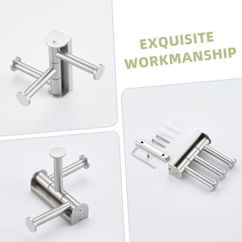 Suyar Swivel Towel Hook Brushed Nickel, Bathroom Robe Holder with 3 Arms | SUS304 Stainless Steel, Wall Mounted - color: Brushed Nickel, size: 1 Pack