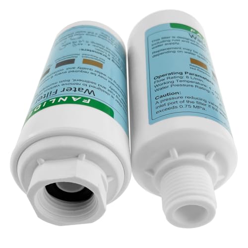 FANLIDE Bidet water filter for electronic bidet seats, Toilet water filter system, compatible with 1/2" 1/4" 3/8" Bidet hose (2 Filters + 2 Adapter)