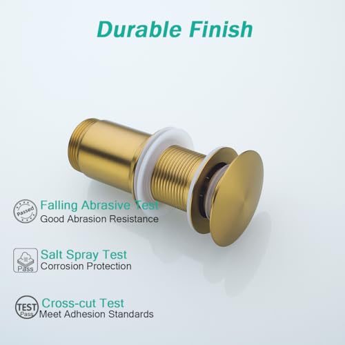 All Metal Bathroom Sink Drain,Pop-up Drain with Detachable Basket Stopper,Anti-Clogging Drain Strainer,Hair Catcher,for Vanity Vessel Sink Without Overflow,Champagne Bronze,SE83997PB-CB - color: Champagne Bronze(without Overflow)