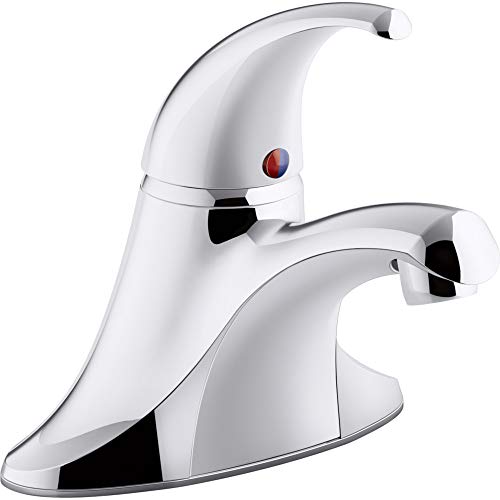 KOHLER K-15199-4NDRA-CP Coralais Single-Handle Centerset Bathroom Sink Faucet with 0.5 Gpm Vandal Resistant Aerator, Without Drain, Polished Chrome